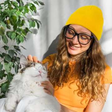 Mens Beanie Hats for Winter Women Slouchy Beanies Unisex Cuffed Knit Hat Skull Cap Yellow One Size