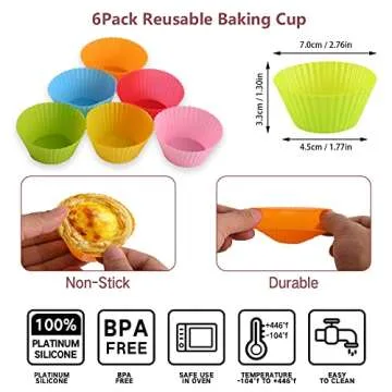 Abnaok 2PCS Silicone Air Fryer Egg Pan with 6PCS Reusable Silicone Baking Cups, Non-Stick Air Fryer Baking Pan, 3 Cavity Silicone Muffin Pans Muffin Cups for Baking