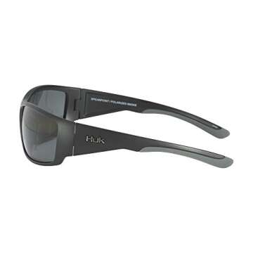 HUK Polarized Lens Eyewear: Performance Fishing Sunglasses Oval, Gray/Matte Black, Medium/Large
