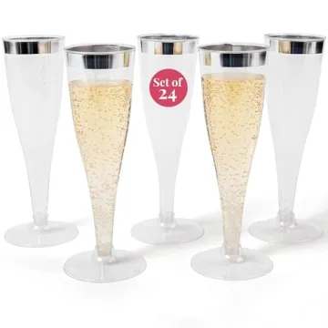 Prestee 24 Plastic Champagne Flutes - Shatterproof & Stylish for Parties