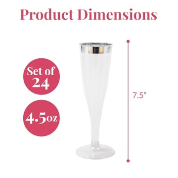 Prestee 24 Elegant Disposable Champagne Flutes