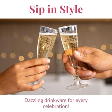 Prestee 24 Elegant Disposable Champagne Flutes