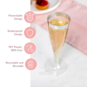 Prestee 24 Elegant Disposable Champagne Flutes