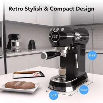 HBN Espresso Machine, 20 Bar Professional Espresso Maker with Milk Frother Steam Wand, Compact Coffee Machine with 27oz Removable Water Tank for Cappuccino, Latte, Americano