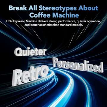 HBN Espresso Machine, 20 Bar Professional Espresso Maker with Milk Frother Steam Wand, Compact Coffee Machine with 27oz Removable Water Tank for Cappuccino, Latte, Americano