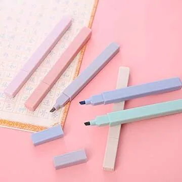 Yamadura Highlighter Marker Set - 6 Pastel Colors for Easy Use