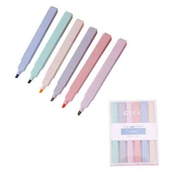 Yamadura Highlighter Marker Set - 6 Pastel Colors for Easy Use
