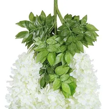 U'Artlines 24 Pack (Total 86.4 Feet) Artificial Fake Wisteria Vine Rattan Hanging Garland Silk Flowers String Home Party Wedding Decor (24, White)