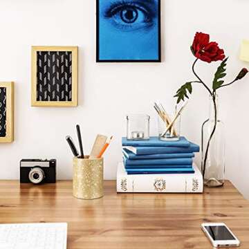 Elegant PU Glitter Pen Holder for Luxurious Organization