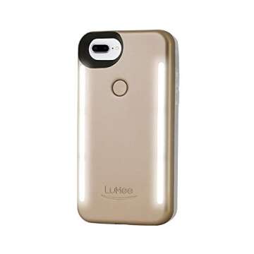 LuMee Duo Phone Case, Gold Matte | Front & Back LED Lighting, Variable Dimmer | Shock Absorption, Bu...
