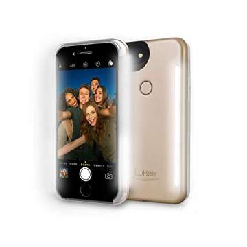 LuMee Duo Phone Case, Gold Matte | Front & Back LED Lighting, Variable Dimmer | Shock Absorption, Bumper Case, Selfie Phone Case | iPhone 8+ / iPhone 7+ / iPhone 6s+ / iPhone 6+