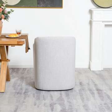 KINWELL 25" Wide Upholstered Dining Chairs with Casters Modern Performance Fabric No Assembly Barrel Back Rolling Dining Armchair for Kitchen Dining Room Living Room (Light Gray)