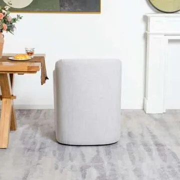 KINWELL 25" Wide Upholstered Dining Chairs with Casters Modern Performance Fabric No Assembly Barrel Back Rolling Dining Armchair for Kitchen Dining Room Living Room (Light Gray)