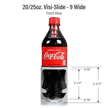 Visi-Slide 20oz Soda Beverage Dispenser - Gravity Fed Glide for Angled Shelves for Coolers, Commercial Refrigerators, Cold Vaults (Pack of 6) Drink Organizer for Cans, Bottles and More