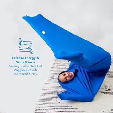 Harkla Body Sock - Sensory Socks for Kids - Stretchable Sensory Sack to Help Kids Relax and Focus - Easy to Wash Breathable Sensory Full Body Sock for Kids - Medium 48" x 27"