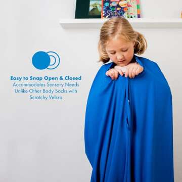 Harkla Body Sock - Sensory Socks for Kids - Stretchable Sensory Sack to Help Kids Relax and Focus - Easy to Wash Breathable Sensory Full Body Sock for Kids - Medium 48" x 27"