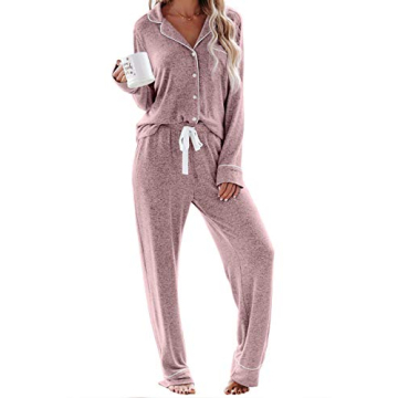 Aamikast Women's Classic Knit Pajama Set in Pink