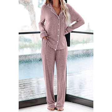 Aamikast Women's Classic Knit Pajama Set in Pink