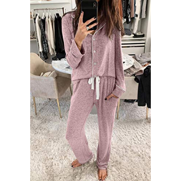 Aamikast Women's Classic Knit Pajama Set in Pink