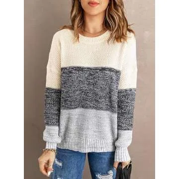 Dokotoo Women's Cozy Color Block Sweater for Winter