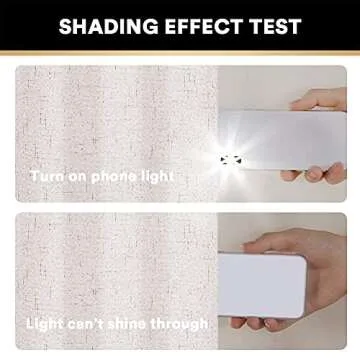 PrinceDeco Primitive Textured Linen 100% Blackout Curtains for Bedroom/Living Room Noise Reducing Window Treatment Curtain Drapes, Burlap Fabric with White Liner,Ivory, 52x84 Inch (2 Panels)