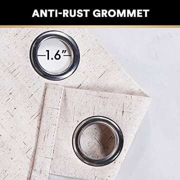 PrinceDeco Primitive Textured Linen 100% Blackout Curtains for Bedroom/Living Room Noise Reducing Window Treatment Curtain Drapes, Burlap Fabric with White Liner,Ivory, 52x84 Inch (2 Panels)