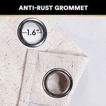 PrinceDeco Primitive Textured Linen 100% Blackout Curtains for Bedroom/Living Room Noise Reducing Window Treatment Curtain Drapes, Burlap Fabric with White Liner,Ivory, 52x84 Inch (2 Panels)