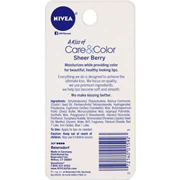NIVEA Care & Color Sheer Berry Lip Care 0.17 Ounce Carded Pack