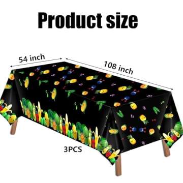 3PCS Hey One Bear Sensory Fruit Theme Table Cover 54 x108 inch Disposable Decorations