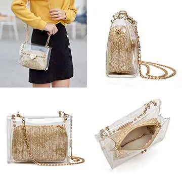 YYW Clear Purse 2 in 1 Stylish Bag for Women