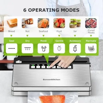 Bonsenkitchen Stainless Steel Vacuum Sealer with 8 Functions