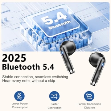 Wireless Earbuds with Bluetooth V5.4 - 56H Playtime & Waterproof