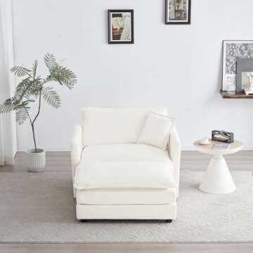 Miscoos Chenille Oversized Chair with Ottoman - 41.4”W Big Comfy Accent Chair and Ottoman Set, Lou...