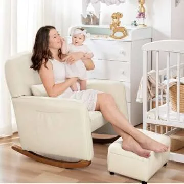 ALPHA HOME Rocking Chair with Lumbar Support for Nursery