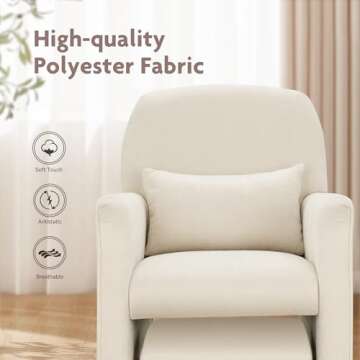 ALPHA HOME Rocking Chair with Lumbar Support for Nursery