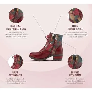 Spring Step Flexus Marty Boots for Women - Ladies Boots with Cozy Flannel Textile Lining - Women's Ankle Boots with Zipper Closure - Black EU 40 / US 9