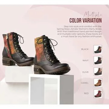 Spring Step Flexus Marty Boots for Women - Ladies Boots with Cozy Flannel Textile Lining - Women's Ankle Boots with Zipper Closure - Black EU 40 / US 9