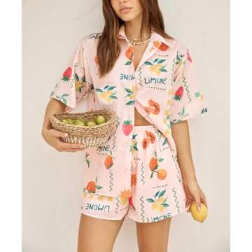 Trendy ROAONOCOMO Women's Graphic 2 Piece Beach Outfit