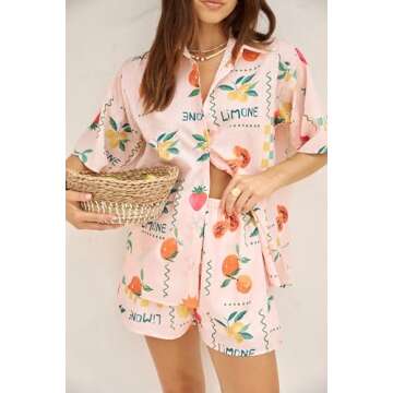 Trendy ROAONOCOMO Women's Graphic 2 Piece Beach Outfit