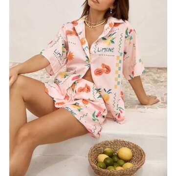 Trendy ROAONOCOMO Women's Graphic 2 Piece Beach Outfit