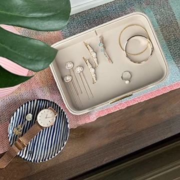 SANZIE Luxury Leather Tray Organizer for Jewelry Keys Wallet