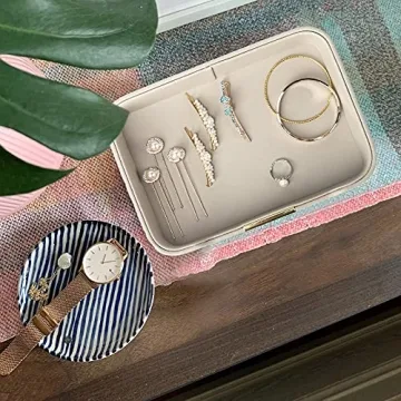 SANZIE Luxury Leather Tray Organizer for Jewelry Keys Wallet