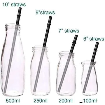 DAKOUFISH 9 Inch Black Reusable Plastic Replacement Drinking Straws for 16 oz 20 oz Mason Jar,Tumble...