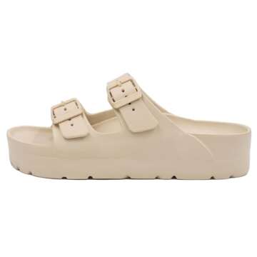 L LOUBIT Women Cloud Slides with Arch Support Pillow Soft Adjustable Buckle Platform Sandals Lightwe...