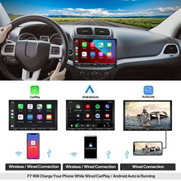 ATOTO F7 Adaptive Double-DIN &Single-DIN 10 Inch Car Stereo, QLED Touchscreen Car Radio, Wireless CarPlay& Android Auto, Bluetooth, HD Live Rearview, MirrorLink, Quick Charge, F7G110XE