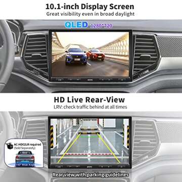 ATOTO F7 Adaptive Double-DIN &Single-DIN 10 Inch Car Stereo, QLED Touchscreen Car Radio, Wireless CarPlay& Android Auto, Bluetooth, HD Live Rearview, MirrorLink, Quick Charge, F7G110XE