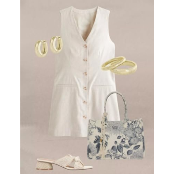 IMCTAH Womens Cotton Linen Vest Mini Dress Summer Fashion