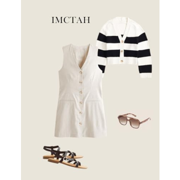 IMCTAH Womens Cotton Linen Vest Mini Dress Summer Fashion