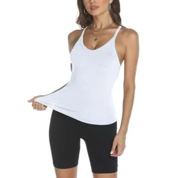 Trendy Queen Womens Ribbed Tank Tops Racerback Summer Basic Camisole V Neck Going Out Slim Fit Fashion Clothes 2025 White S