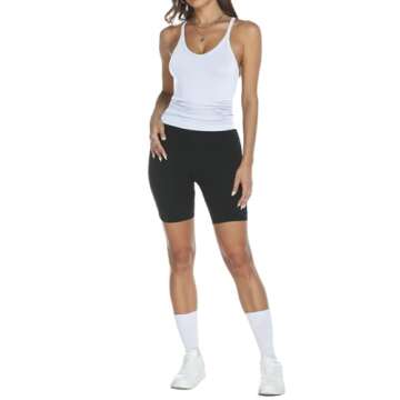 Trendy Queen Womens Ribbed Tank Tops Racerback Summer Basic Camisole V Neck Going Out Slim Fit Fashion Clothes 2025 White S